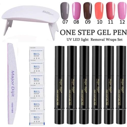 3 In 1 One Step Nail Gel Polish set Nail Pen Long-lasting LED UV Lamp Lacquer Varnish no Base Top Coat Nail Gel