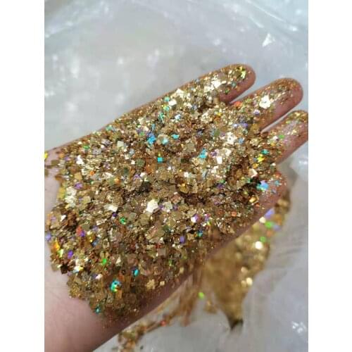 50g Nail Art Glitter Flakes Powder Laser Holographic Gold/Silver Tumblers Four-corner Square Chunky Sequins Loose Glitter Tc#026