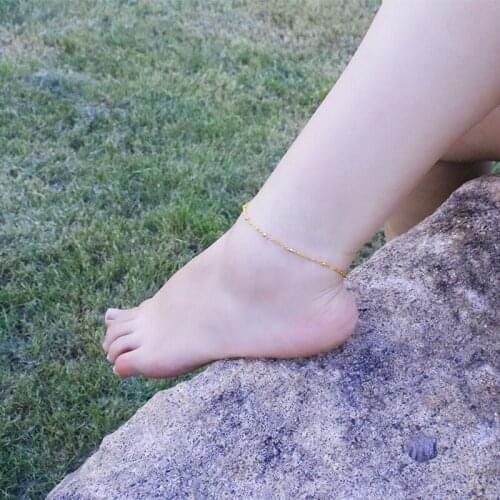 Bohemian small round bead-shaped stainless steel anklet 2021 summer beach simple fashion womens anklet jewelry accessories gift