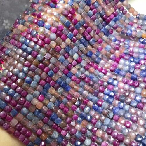 ICNWAY 15inch Ruby Sapphire Malachite Amethyst Yellow Fluorite Agate 4-5mm Faceted Cube Gemstone Beads for Jewelry Making