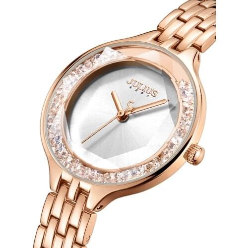 Moving Rhinestone Julius Lady Womens Watch Japan Quartz Elegant Fashion Hours Bracelet Stainless Steel Girls Birthday Gift Box