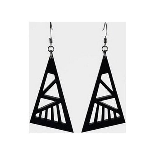 Black Exaggerated Piano Keys Punk Animal Hippocampus Earrings Geometric Triangle Spatial Sense Earrings for Women Jewelry Gifts