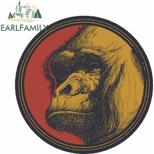 EARLFAMILY 13cm x 13cm For Gorilla Head Car Repair Sticker Cartoon Decal Car Styling Waterproof Creative Interesting Decoration