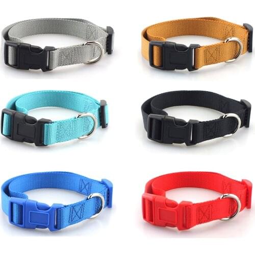 Pet Dog Collar Classic Solid Basic Polyester Nylon Dog Collar with Quick Snap Buckle, Can Match Leash & Harness