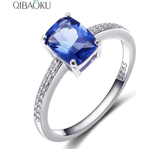 S925 Sterling Silver Ring Rectangular Sky Blue Topaz Spinel Sapphire Emerald Gemstone Engagement Wedding Ring Gift Anniversary
