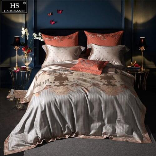 Elements Of Palace Architecture Bedding Sets Jacquard Embroidery 4/7Pieces Cotton Bedspread Bed Sheets Pillowcase Duvet Cover