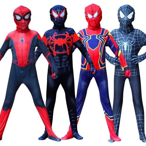 Halloween Superboy Cosplay Performance Apparel Adult Childrens Costumes Spider Black Man With Mask Kids Party Dress Up