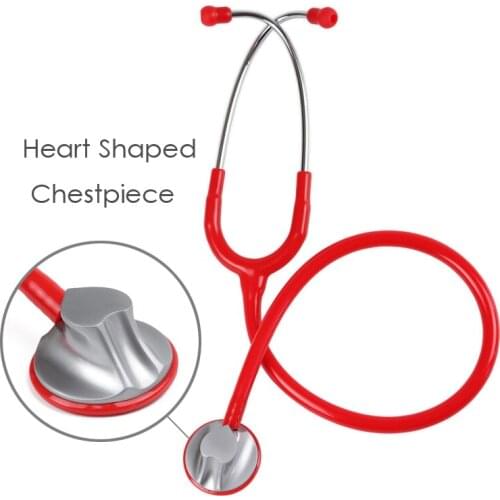 Red Heart Professional Medical Singl Head Estetoscopio Blood Pressure Cute Doctor Nurse Stethoscope