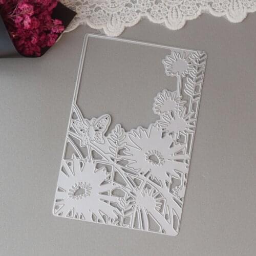 Butterfly Flower Rectangle Background Metal Cutting Dies Stamps For Scrapbooking Craft Die Cut Card Making Embossing Stencil