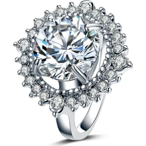 YaYI Fashion Womens Jewelry Ring Cubic Zirconia Silver Color Austrian Crystals Engagement Ring wedding gift