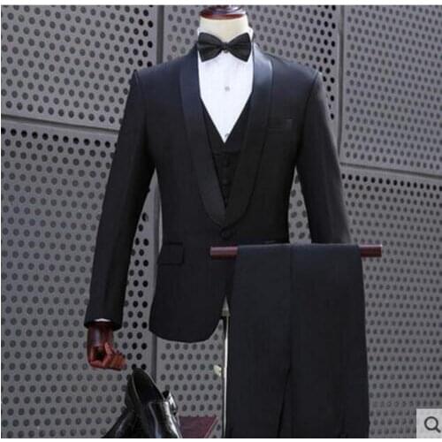 Fashion men black suits set Plus size blazer pants evening slim suit set male singer celebrate prom dress performance costume