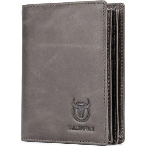 Men Genuine Leather Wallets Multi-Layer Vintage Cow Leather Wallet Male Handmade Custom Coin Purse Short Wallet