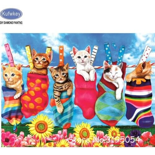 Full square drill 5D Diamond Painting Embroidery DIY cartoon animal flower cats Cross Stitch Kit Home Decor A60