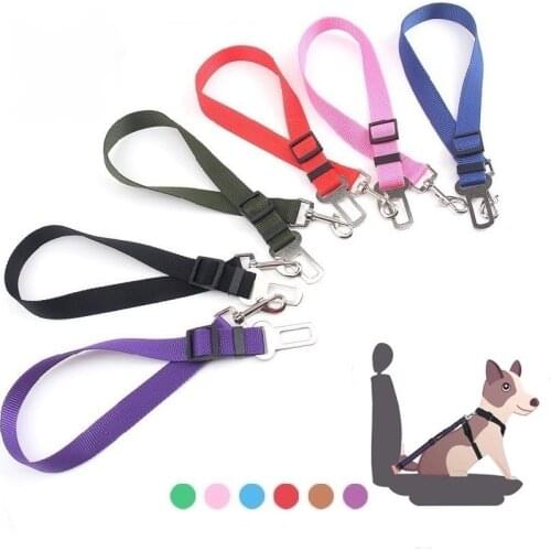 Adjustable Pet Dog Cat Car Seat Belt Nylon Small Medium Large Dogs Traction Rope Travel Detachable Pet Supplies Collar Leash