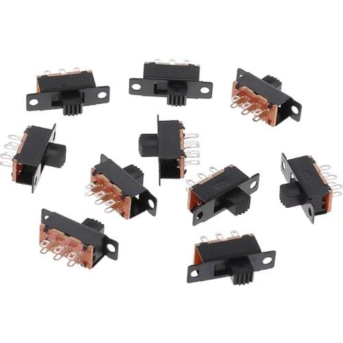 OOTDTY 10Pcs SS22F32 6 Pins 2 Positions DPDT On/On Mini Slide Switch 0.5A Toggle Switch