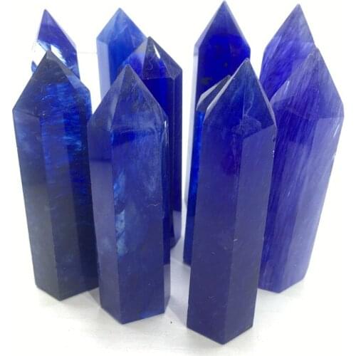 Melting Stone Quartz Blue Crystal Wand Point Healing Reiki Obelisk Tower Rock Home Decoration