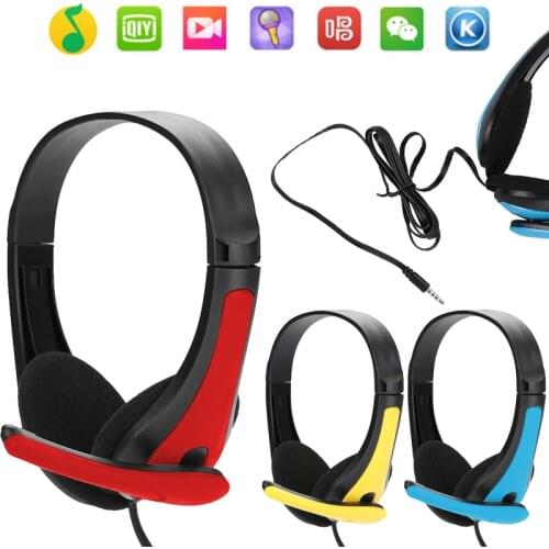 Wired Headphone Earphone With Microphone 3.5mm For Smart Phone Laptop PC MP3 Audio Over The Ear Headset HD Stereo Super Bass