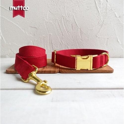 MUTTCO Adjustable collar THE CHERRY handmade pet products 5 sizes metal buckle double cloth dog collar and leash UDC020B