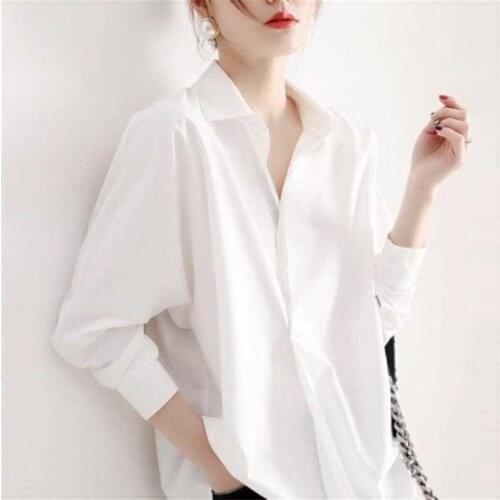 Womens classic black and white 2 color shirts office ladies long sleeved tops autumn basic clothes female inner outfits