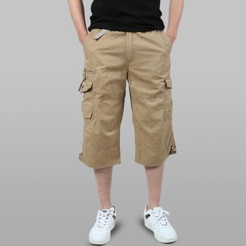 Mens summer shorts multi-pocket loose oversized pants khaki camouflage overalls brand cotton sports casual pants