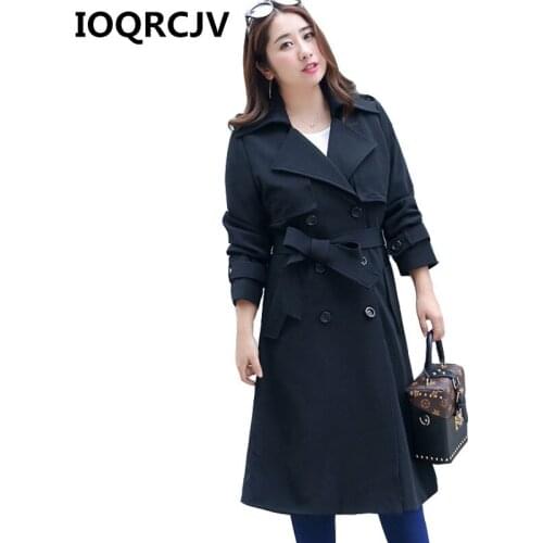 Large Size Women Trench Coat 2019 Spring Autumn Fashion Double-breasted Windbreaker Female Long Sleeve Casual Outwear Tops R638