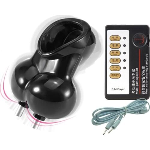 Male Vibrating Penis Cage Chastity Cage Electric Shock Penis Vibrator Scrotum Bondage Cock Sleeve Masturbator Sex Toys for Men