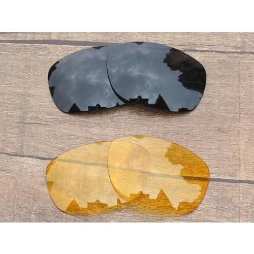 Vonxyz 2 Pairs Stealth Black & Yellow Polarized Replacement Lenses for-Oakley Ten X Frame