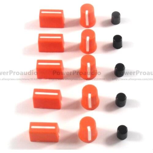 5PCS Rotary Knob+5PCS Fader Cap For Rane Mixer TTM 57 61 62 64 68 (Orange)