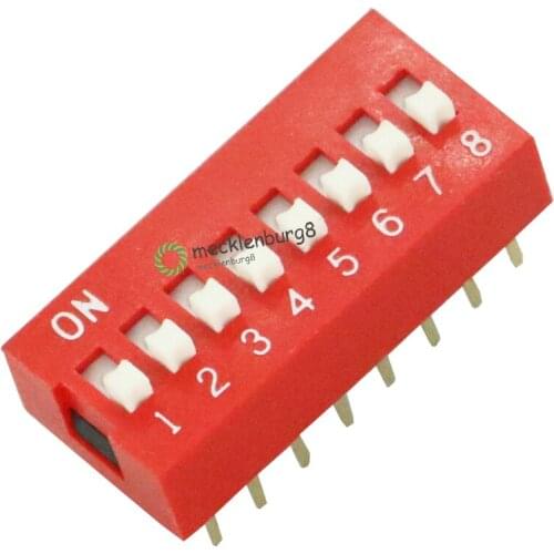 10 pieces. Red 2.54 mm Pitch 8 position 8-bit Slip type DIP switch module