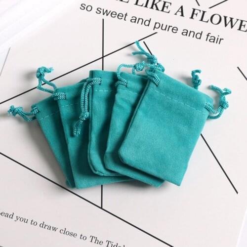 5x7cm Lake Blue Velvet Bags Pouches Drawstrings Soft Small Jewelry Gift Packing Bags 10pcs