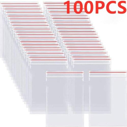 100PCS/pack Reclosable Vacuum Fresh Bag Poly Bag Food Storage Package Resealable Zip Lock Bags Self Seal Clear Plastic Bag