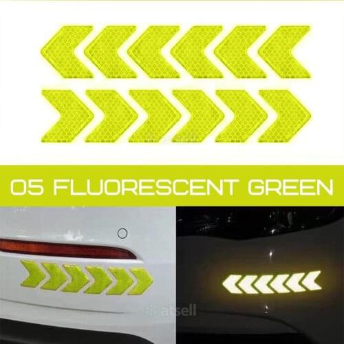12pcs Car Reflective Sticker Arrows Pattern Warning Decals For Motorcycle Auto Tail Bar Bumper Safety Tape