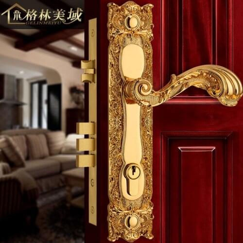 18 pcs free shipping European and American simple copper door lock door lock European solid wood door lock pastoral