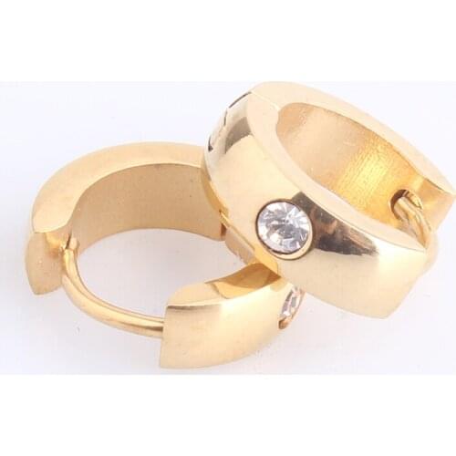 4mm gold color Smooth crystal 316L Stainless Steel Stud Earrings for men women wholesale