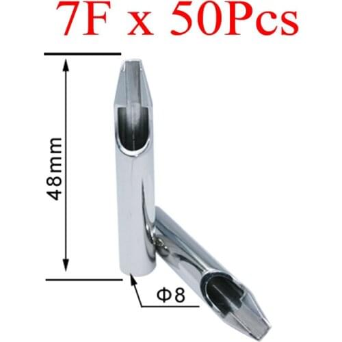 Tattoo Tips for Needles 50Pcs Stainless Steel Nozzles Tattoo Tips SST-312-7FT