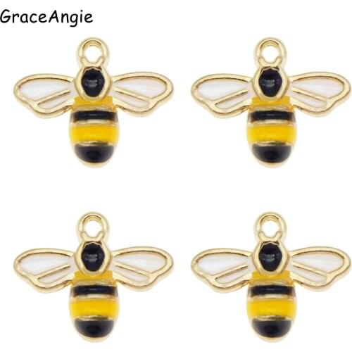8pcs Gold Zinc Alloy Bees Charms Enamel Cute Animal Jewelry Pendant For Earring Necklace Bracelet Hair Jewelry DIY Crafts Gift