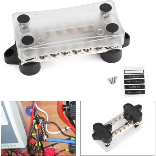 Areyourshop 12V 24V 48V Terminal Stud Bus Bar Heavy Duty 6 Way 2 Terminal 100 Amp Buss Bar