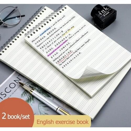 B5/A5 English Coil notepad Exercise English Book Thicken Student Coil notebook Four-line Three-frame Word Book School supplies