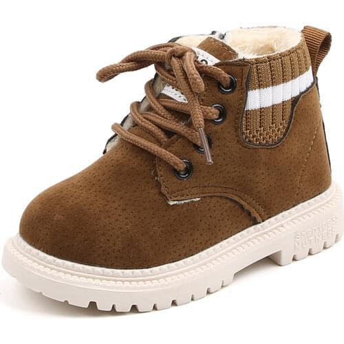 Boys Warm Plus Cotton Martin Boots Girls Retro Snow Boots Kids Toddler Shoes Autumn Winter Fashion Little Children Cotton Shoes