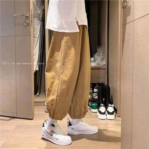 New Trend Men Loose Casual Pants Wide Leg Bloomers ins Youth Boy Students Sweatpants Simplicity Cropped Trousers