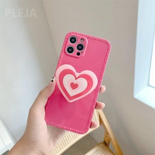 Cute Love Heart Stand Holder Phone Case For iphone 12 mini 11 Pro Max 7 8 plus X XR XS Max SE 2020 Fashion Pink Cover Bracket