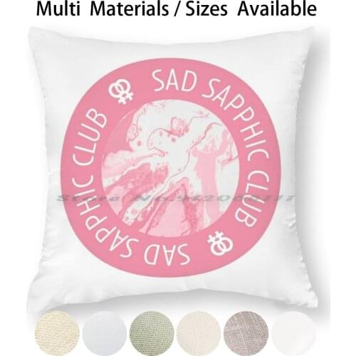 Sad Sapphic Club | Lgbtq Graphic Pillow Case Throw Pillow Cover Cotton Linen Flax Sappho Sapphic Lesbianism Queer Bisexual