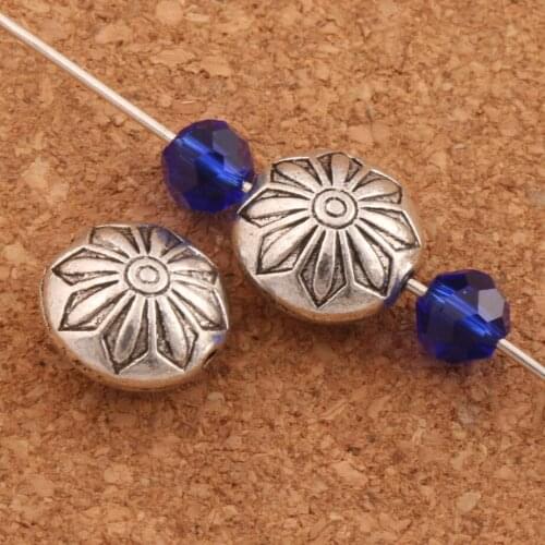 Flower Design Metal Rondlle Beads 11.3x11.7mm 20pcs Zinc Alloy Spacers Jewelry Findings L542