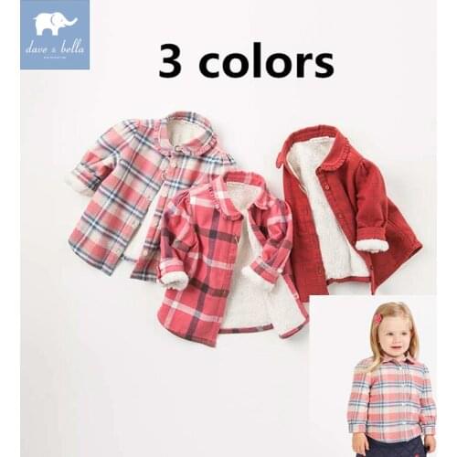 DB9280 dave bella autumn winter baby girls shirt plaid clothes baby boutique shirts children high quality top