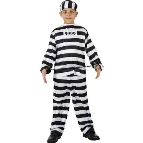 Reneecho Boys Prisoner Costume Kids Convict Costume Halloween Costume For Purim Carnival 2020 New Arrival