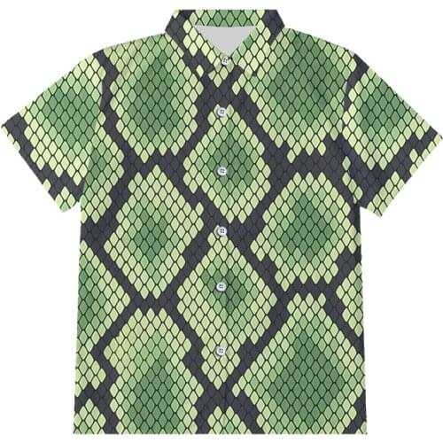 IFPD EU Size Summer Hot Sale Button Shirts Mens Fashion 3D Tee Shirt Printing Snake Scale Streetwear Plus Size Casual Shirts