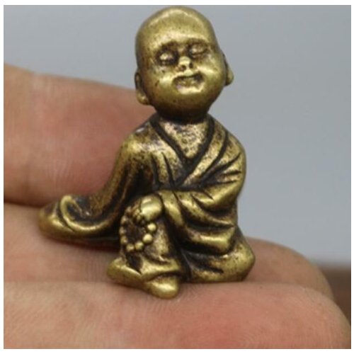 Chinas Archaize Pure Brass Monk Small Statue