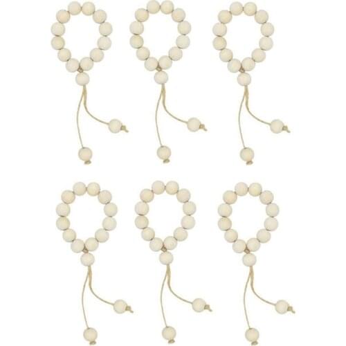 Napkin Rings-Wood Bead Napkin Rings - Natural Rustic Wooden Napkin Holders-Handmade Wooden Beads Napkin Ring 6Pcs