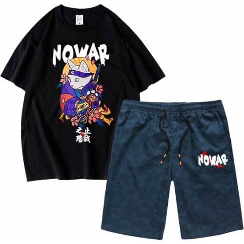 Mens Set NOWAR Tees and Shorts sportswear tshirts Short sleeved set 2 pcs casual hip hop homme tops tees wholesale men clothing