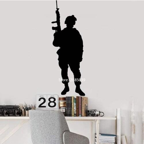 Cool Soldier Wall Stickers Wall Art Soldiers Silhouette Vinyl Decal Home Decor Wall Decals Strong self-adhesive Wallpaper LC1040